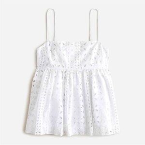 J.Crew Eyelet White Camisole - Cotton- Lined- NWT